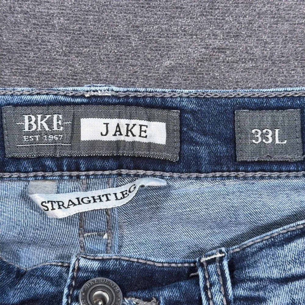 BKE Jake Jeans Mens 33x34 Blue Straight Leg Stretch Denim Southern Medium Wash